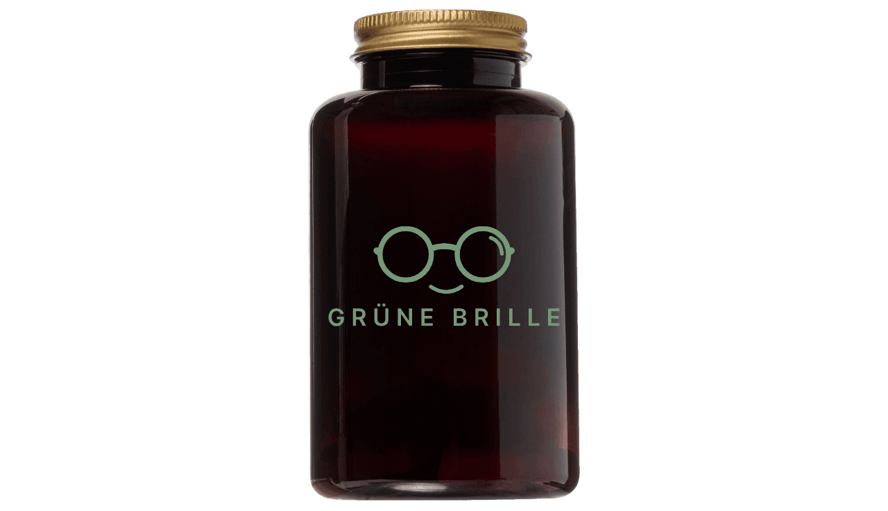 Braunglas mit Grüne Brille Logo